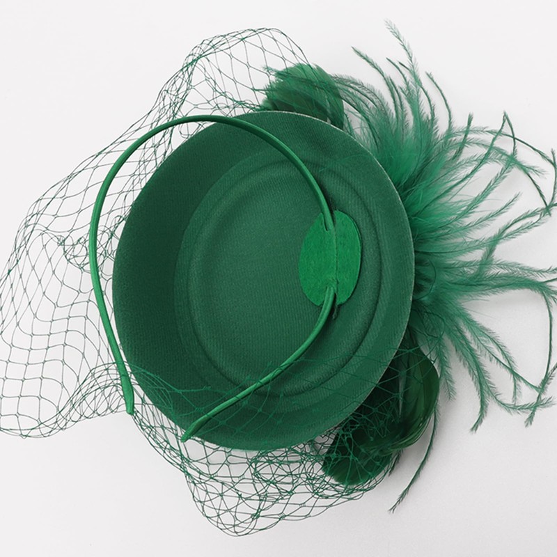 DRESHOW Fascinator Hats for Women Pillbox Hat with Veil Headband