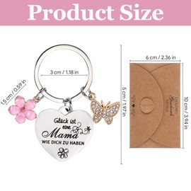 Hauojaus Geschenke für Mama​​ Geschenke für Frauen, Edelstahl Schlüsselanhänger 3 cm/1.18 Inch Durchmesser mit Lederumschlag, ​​Muttertagsgeschenke​​, ​​Beste Mama Geschenk​​ Schlüsselanhänger