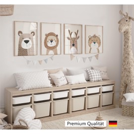 LAVEMA Pictures Baby Room Decoration | Children's Room Poster Animals Beige | Poster A4 (21 x 30 cm) without Picture Frame | Decorative Pictures Children's Room Girls and Boys