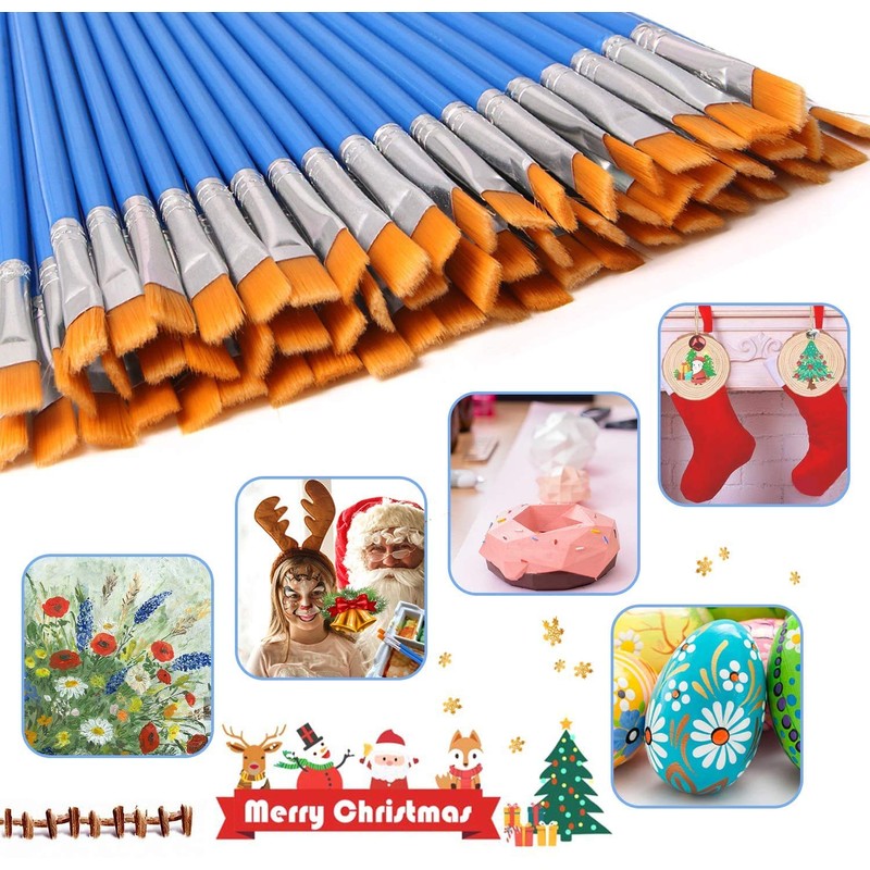 UPINS 30 Pcs Flat Paint Brushes,Small Brush Bulk for Detail