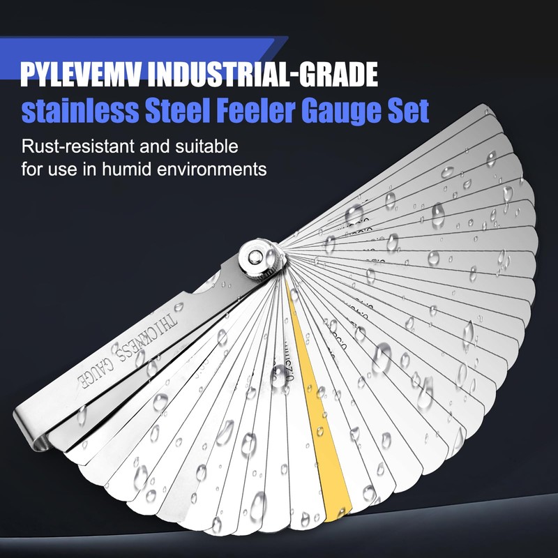 Pylevemv 2Pcs High-Precision Feeler Gauge Set - 32-Blade Straight and
