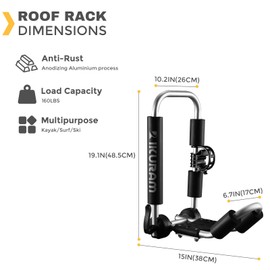 Kayak Roof Rack, Aluminum Kayak Carrier Folding J-Style Universal 3-in-1 Multifunction for Canoe, SUP, Kayaks, Surfboard Rooftop Mount on SUV, Car and Truck Crossbars