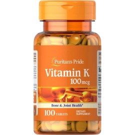 Puritan's Pride Vitamin K 100 Mcg Supports Bone and Joint Health, 100 Tablets