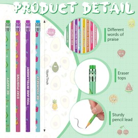ALUNME Scented Pencils Bulk for Kids Inspirational Motivational Cute Fun Fruit Wood Smelly Graphite Pencils with Erasers for School Classroom Office Students Girls Boys Gifts Supplies (12)