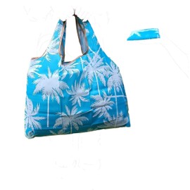 Fineget Shopping Grocery Folding Travel Tote Bag - Aesthetic Laundry Gym Duffle Hospital Sprae Bag for Women Girls (Coconut-Tree)