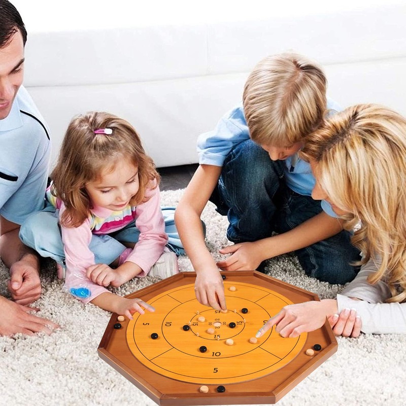 Crokinole and Checkers, 27-Inch Classic Crokinole Board Game with 22"