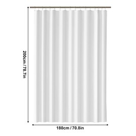 LUKDUNG 180 x 200 cm Bath Curtain, Shower Curtain, Anti-Mould in Bathroom, Curtain for Bathtub, Shower, Made of Fabric, Waterproof, Washable, Washable PEVA Shower Curtain with 12 Shower Curtain Rings,