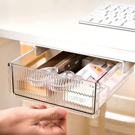 Cajón Debajo del Escritorio, Organizador de Cajones Autoadhesivo para Debajo del Escritorio, cajón autoadhesivo oculto, Fácil de Instalar Debajo de la Mesa, trabajo para accesorios oficina en casa