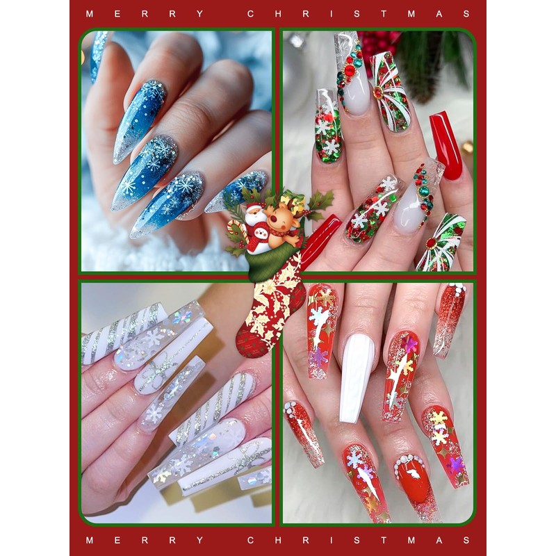 EBANKU 36 Grids Christmas Nail Glitter - 3D Holographic Winter