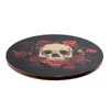 4 Glass Drinks Cork Coasters with Skull and Roses Motif