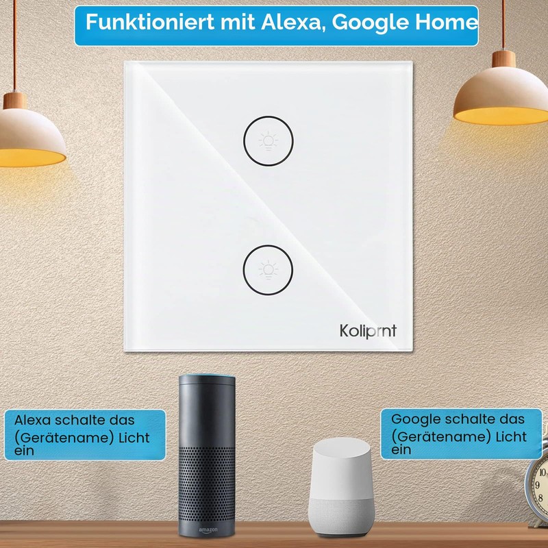 HEUXGIR Smart Light Switch, 2.4GHz WiFi Touch Light Switch, with