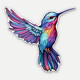 Abstract Hummingbird Art Decal Sticker for Laptop, Bookcase, Skateboard, Water Bottle, Car Bumper, Guitar, Luggage, Truck Windows – 5-Inch Waterproof Vinyl Decal Sticker (Design 8)