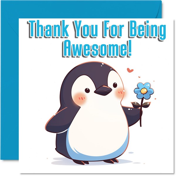 Cute Penguin Thank You Card for Boys Girls - Awesome