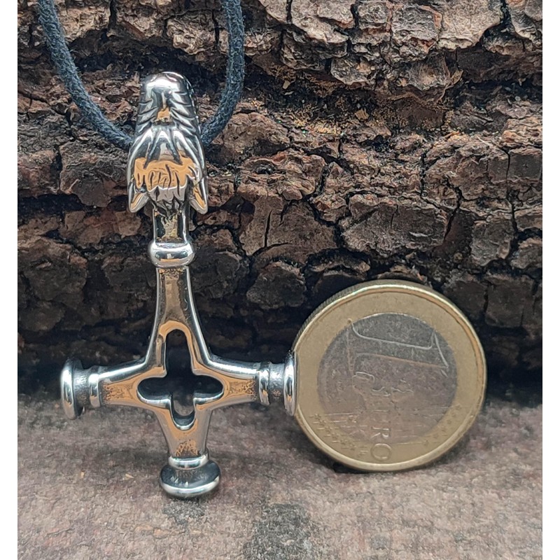 Kiss of Leather Wolf Cross Pendant Stainless Steel with Curb