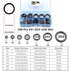 9KM DWLIFE Fishing Rod Repair Ceramic Guide Ring Replacement Kit 14 Sizes 0.13in to 1.86in (B - 100pcs)