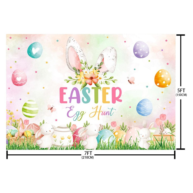AIBIIN 7x5ft Easter Egg Hunt Backdrop Spring Easter Bunny Rabbit