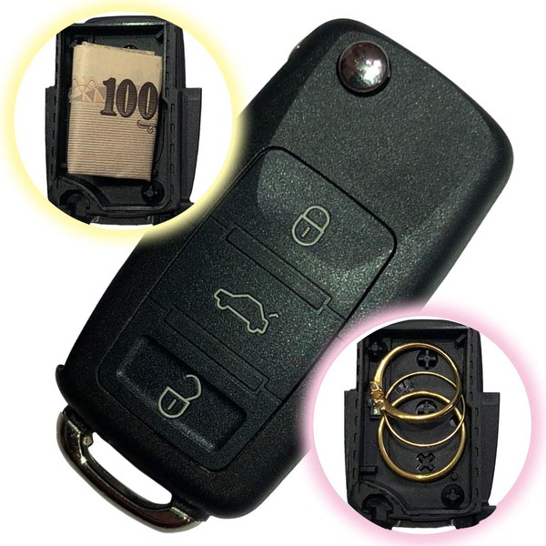 NABESHI Car Keys, Hidden Safe, Camouflage, Small, Secret Navel, Piggy Bank, Dummy Case, Gold Tag (1 Black)