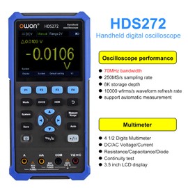 OWON HDS272 Handheld Digital Oscilloscope Multimeter 2CH USB Type C 70MHz 3.5 LCD Test Meter