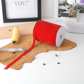 Berolle 50 Yards Vintage Velvet Ribbon Crushed Velvet Ribbon for Wedding Décor Choker Necklace Gift Package Wrapping (Red, 3/8")