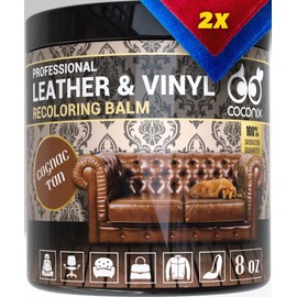 COCONIX Leather & Vinyl Recoloring Balm - Cognac Tan | Restore Faded, Worn, and Peeling Leather and Vinyl on Sofas, Chairs, and Car Seats | Vibrant Colors with Simple Application