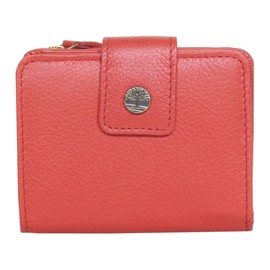Timberland Women's Leather RFID Small Indexer Wallet Billfold, Red, One Size