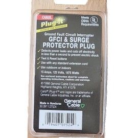 Carol 07524.13.05 Surge Protector GFCI Plug  Ground Fault Circuit Interrupter