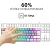Snpurdiri 60% Wired Gaming Keyboard, RGB Backlit Mini Keyboard (White-Grey)
