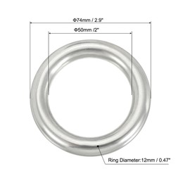 PATIKIL Metallringe 2 Zoll 316 Edelstahlringe Marinequalität Mehrzweck-O-Ringe Geschweißte Rundringe für Makramee, DIY Handwerk, Hardware, Gürtel, Hundeleine, 12x50mm