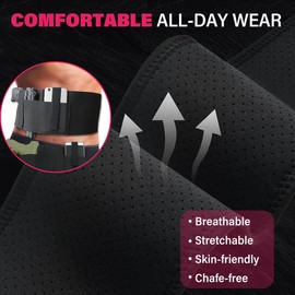 Belly Band Holster for Concealed Carry, Elastic Waistband Gun Holster for Men, Right and Left Hand Draw, Gun Accessories Fits Shield Ruger Glock 19 17 42 43 43x P238 and Similar Guns