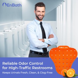 Orange Scented Urinal Splash Guard (12-Pack) Anti Splash Urinal Screen Deodorizer for Men's Bathroom with Long Bristles and Lasting Scent to Keep Your Restroom Smelling Fresh and Clean