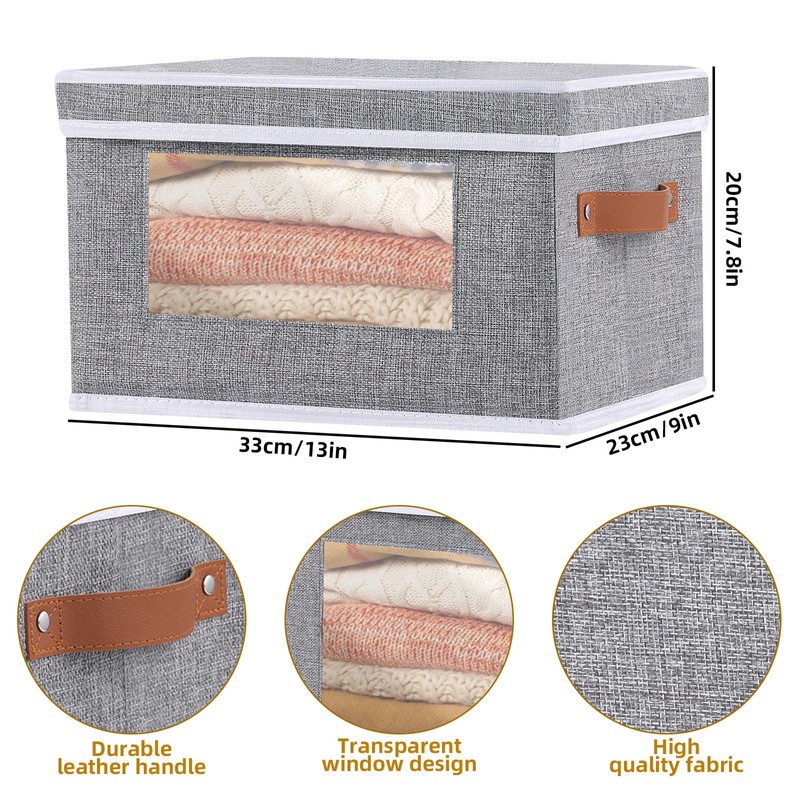 OUTBROS Storage Box with Lid, Transparent Window Organiser Box, Foldable