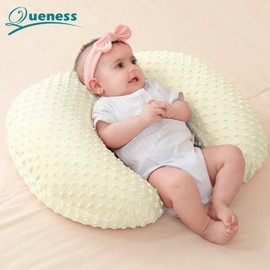 QUENESS Nursing Pillow Cover Breastfeeding Pillow Cases Plush Dot Slipcover Pillow Shams (CreamYellow)