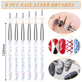 AROIC 28 Pcs Acrylic Nail Brush Set Including 7 Pcs UV Gel Nail Art Brushes, 6 Pcs 3D Nail Extension Brush, 5Pcs Double Ended Dotting Nail Pen For Nail Art DIY With White Box, colorful