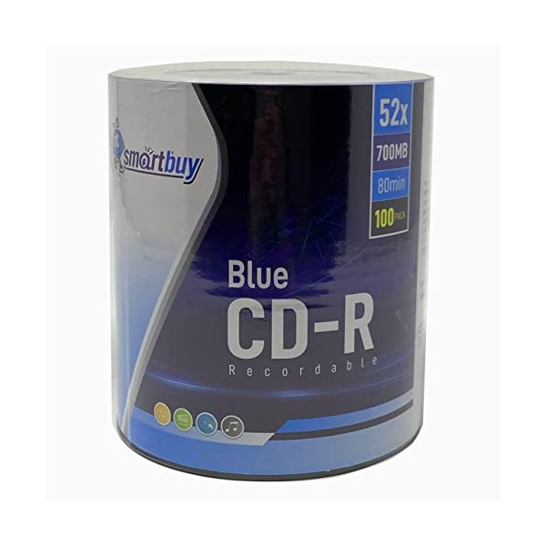 100 Pack Smartbuy Super Blue CD-R 52X 700MB/80Min Cyanine Dye