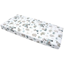 Medi Partners Fitted Sheet 60 x 120 cm 100% Cotton Baby Bed Linen Baby Mattress Sleeping Bag Cot (Mint Zoo)