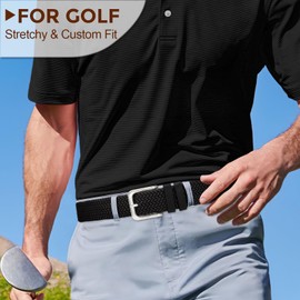 VONMELLI Mens Belt Elastic Belts for Men Stretch Braided Fabric Belt Casual Black Belt Woven Golf Belt for Jeans Black L