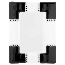 GlassOfVenice Murano Glass Photo Frame Ducale Black and White 4X6 Inch