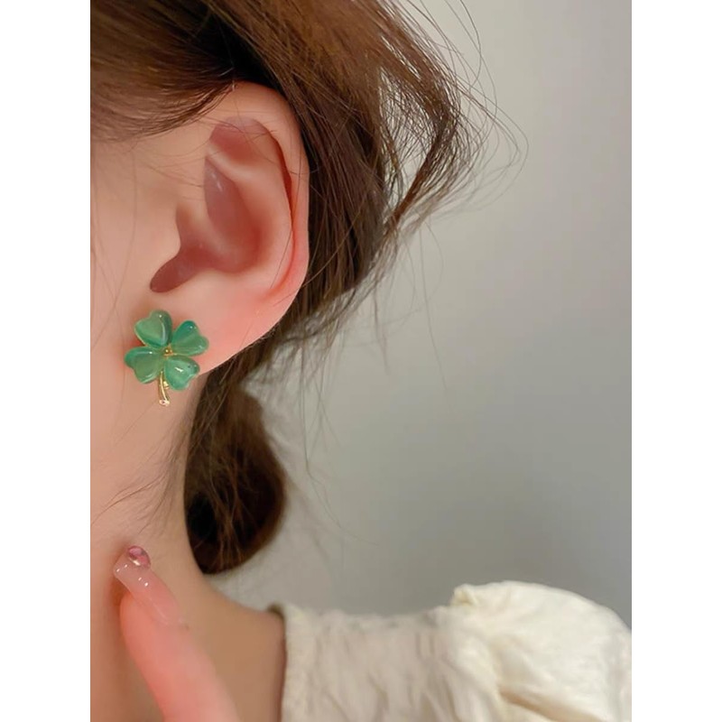 St Patricks Day Earrings for Women, Trendy Statement Four Leaf