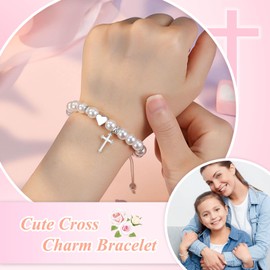 PINKDODO Daughter Cross Bracelet for Girls Jewelry Birthday Christmas Valentines Easter Gifts for Daughter Kids