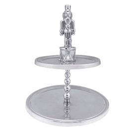Mariposa Nutcracker 2-Tiered Server | Silver | Brillante | SERVEWARE | Cake Stands & Tiered Servers | Recycled SANDCAST Aluminum | Handmade in Mexico