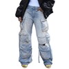 Baczoe Cargo Jeans for Women Y2K High Waisted Baggy Jeans