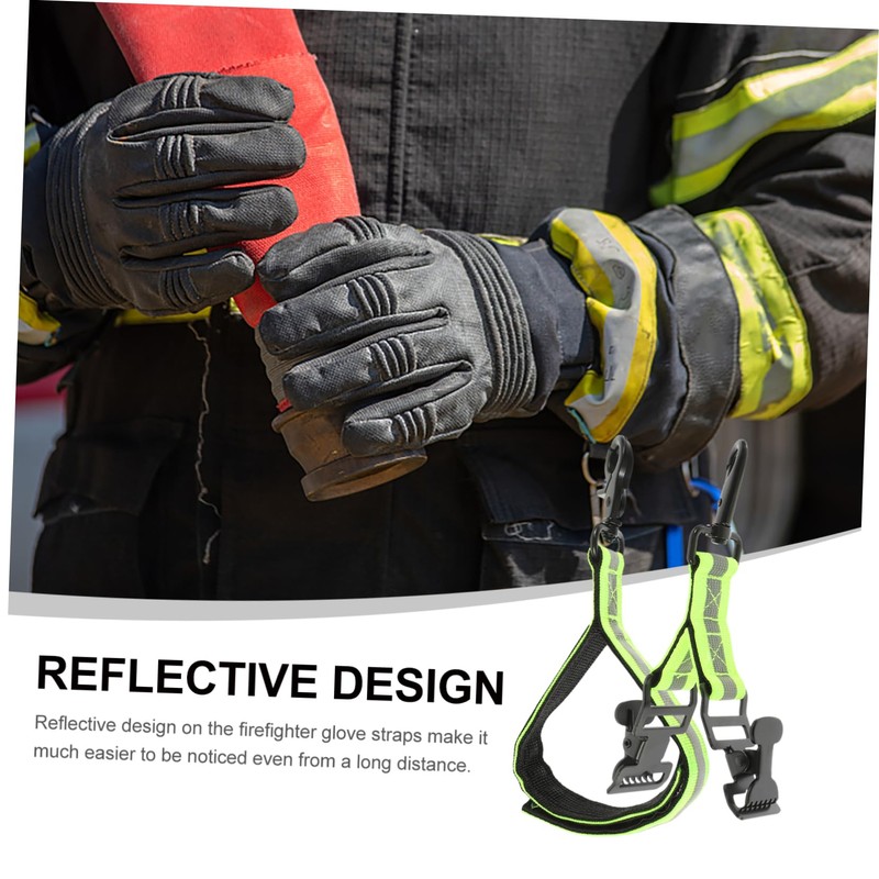Mobestech Firefighter Glove Clips 2 Pack Reflective Straps Heavy Duty