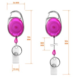 1 x Karteo® ID Card Yo-Yo Purple | ID Card Yo-Yo Oval | Vinyl Strap Commercially Reinforced and Retractable Mechanism | for ID Sleeves Card Sleeves ID Holder Card Holder