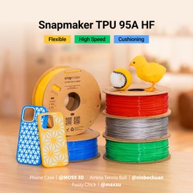 Snapmaker TPU Filament 1.75mm,TPU 95A HF 3D Printer Filament Flexible Soft with High Elasticity,High Speed Printing,Dimensional Accuracy +/- 0.03mm,1kg(2.2lbs) (White)