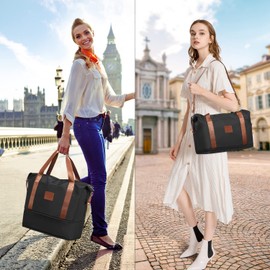 COOLIFE Travel Duffel Bag, Weekend Bag with Trolley Sleeve, Cabin Bag 40x20x25 for Ryanair Airlines, Dry & Wet Seperated Sports Gym Bag Carry On Bag Sports Bag (Black, 2 Piece Set)