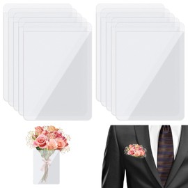 10Pcs Pocket Boutonniere Plastic Sleeve,Transparent Boutonniere Pocket Holder Square