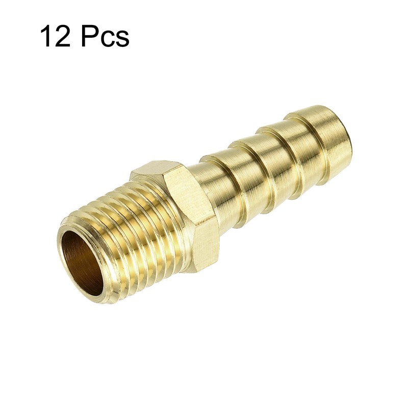 sourcing map Brass Hose Barb Fittings 2pcs 3/8" Barbx1/4 NPT