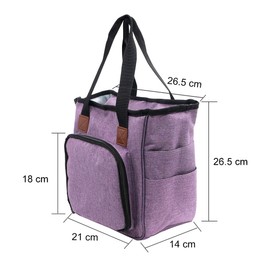 SumDirect Wool Bag for Yarn, Knitting Bag, Handmade Bag Storage for Wool, Projects, Knitting Needles, Crochet Hooks and Other Accessories, Purple