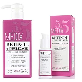 Medix 5.5 Retinol Cream  Retinol Serum two-piece set. Anti-aging retinol set wferulic acid for wrinkles, fine lines, expression lines, dark spots.... 