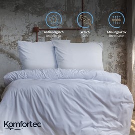 Komfortec Premium Bed Linen 135 x 200 cm with 1 Pillowcase 80 x 80 cm Brushed Microfibre - White